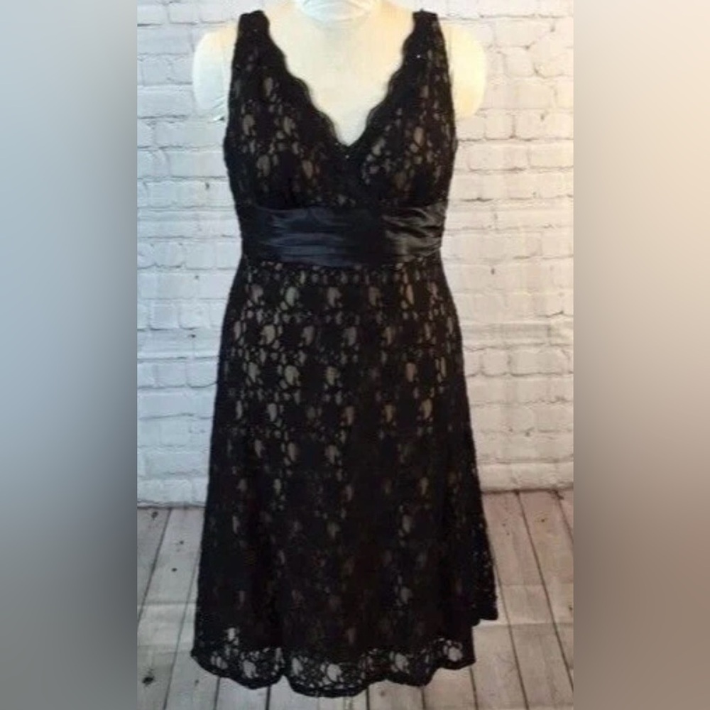 S.L. Fashions Black Lace Backless Dress